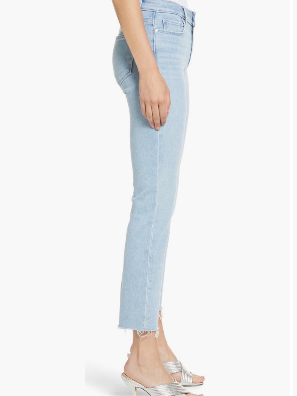 PAIGE Amber Raw Hem Ankle Straight Jeans - Light Blue - Picture 3 of 7
